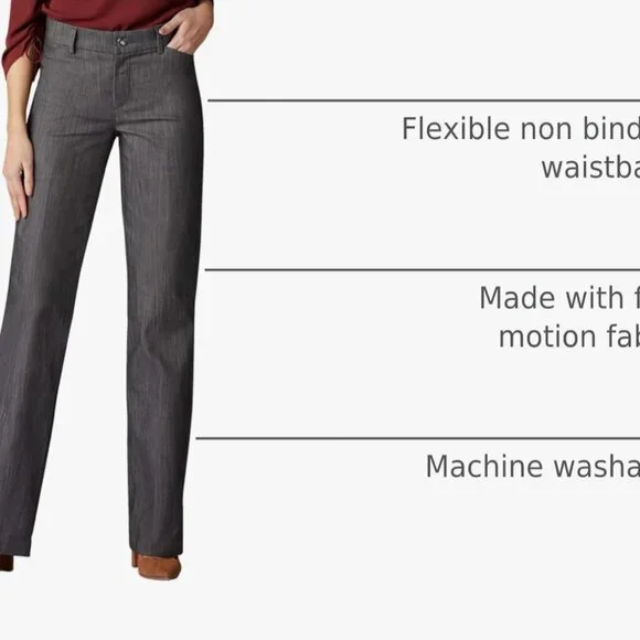 Lee Flex Motion Straight-Leg Pants, Grey New With Tags Size: 10 Regular - Picture 3 of 7